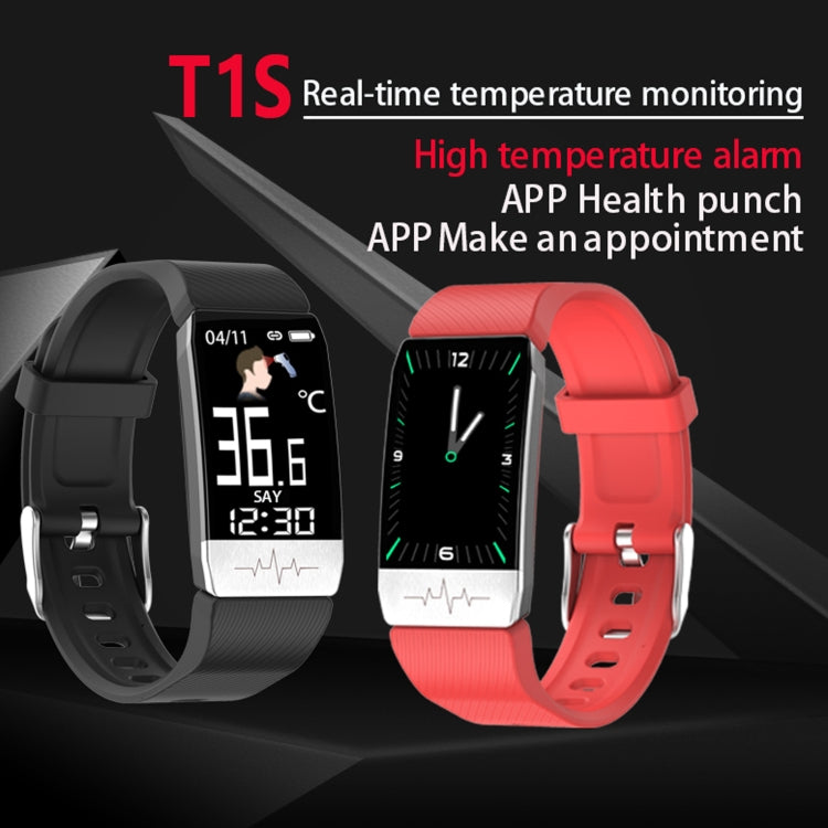 T1S 1.14 inch Screen IP67 Waterproof Smart Bracelet, Support Blood Oxygen Monitoring / Body Temperature Monitoring / Heart Rate Monitoring(Red) - Smart Wear by buy2fix | Online Shopping UK | buy2fix