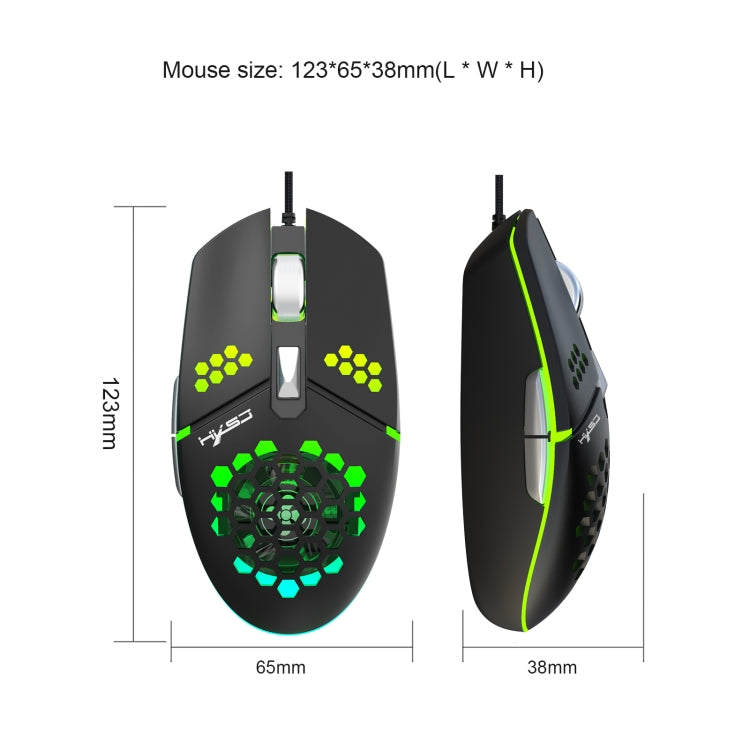 HXSJ J400 6 Keys 8000DPI RGB Light Fan Cooling Gaming Wired Mouse - Wired Mice by HXSJ | Online Shopping UK | buy2fix