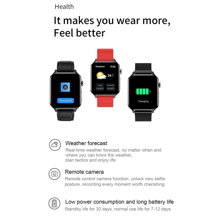 E86 1.7 inch TFT Color Screen IP68 Waterproof Smart Watch, Support Blood Oxygen Monitoring / Body Temperature Monitoring / AI Medical Diagnosis, Style: TPU Strap(Blue) - Smart Wear by buy2fix | Online Shopping UK | buy2fix