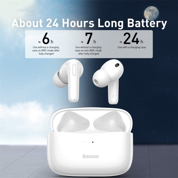 Baseus SIMU S2 ANC True Wireless Earphones with Charging Case(White) - TWS Earphone by Baseus | Online Shopping UK | buy2fix