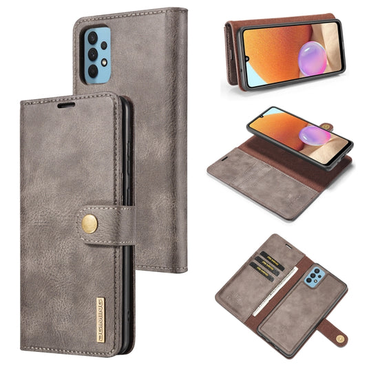 For Samsung Galaxy A32 4G DG.MING Crazy Horse Texture Flip Detachable Magnetic Leather Case with Holder & Card Slots & Wallet(Grey) - Galaxy Phone Cases by DG.MING | Online Shopping UK | buy2fix