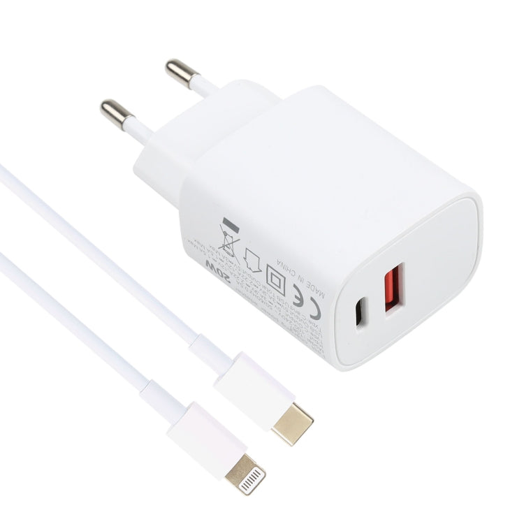 T087 20W USB-C / Type-C + USB Ports Charger with 100W Type-C to 8 Pin Fast Charging Cable 2m, EU Plug - Apple Accessories by buy2fix | Online Shopping UK | buy2fix