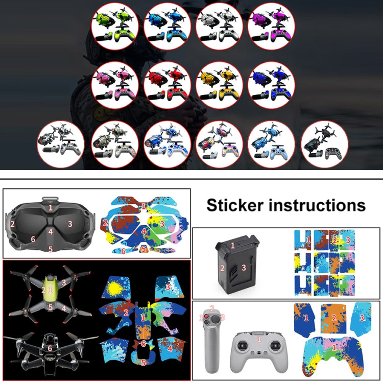 FPV-TZ-SF 4 in 1 Waterproof Anti-Scratch Decal Skin Wrap Stickers Personalized Film Kits for DJI FPV Drone & Goggles V2 & Remote Control & Rocker(Fluorescent Baby Blue) - DJI & GoPro Accessories by buy2fix | Online Shopping UK | buy2fix