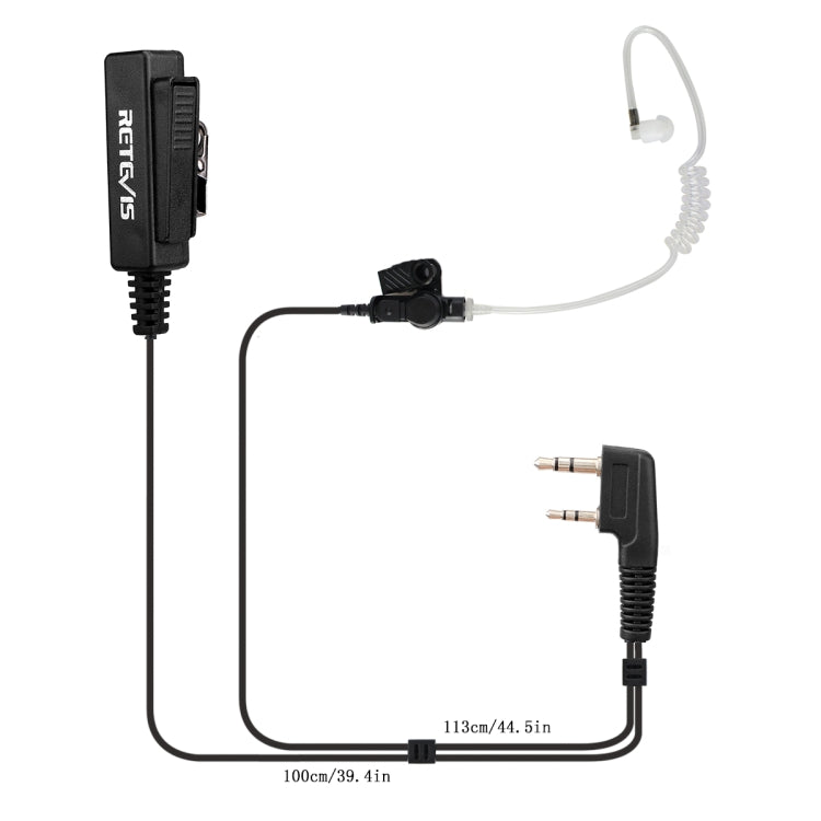 RETEVIS TK 2 Pin Long Clip Air Guide Covert Acoustic Tube Earpiece Speaker Microphone for H-777 / RT-5R / RT-5RV / RT-B6 - Microphones & Headsets by RETEVIS | Online Shopping UK | buy2fix