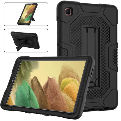 For Samsung Galaxy Tab A7 Lite T220 / T225 Contrast Color Robot Shockproof Silicone + PC Protective Case with Holder(Black) - Samsung Accessories by buy2fix | Online Shopping UK | buy2fix