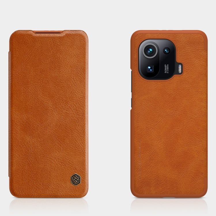 For Xiaomi Mi 11 Pro NILLKIN QIN Series Crazy Horse Texture Horizontal Flip Leather Case with Card Slot(Brown) - Xiaomi Cases by NILLKIN | Online Shopping UK | buy2fix