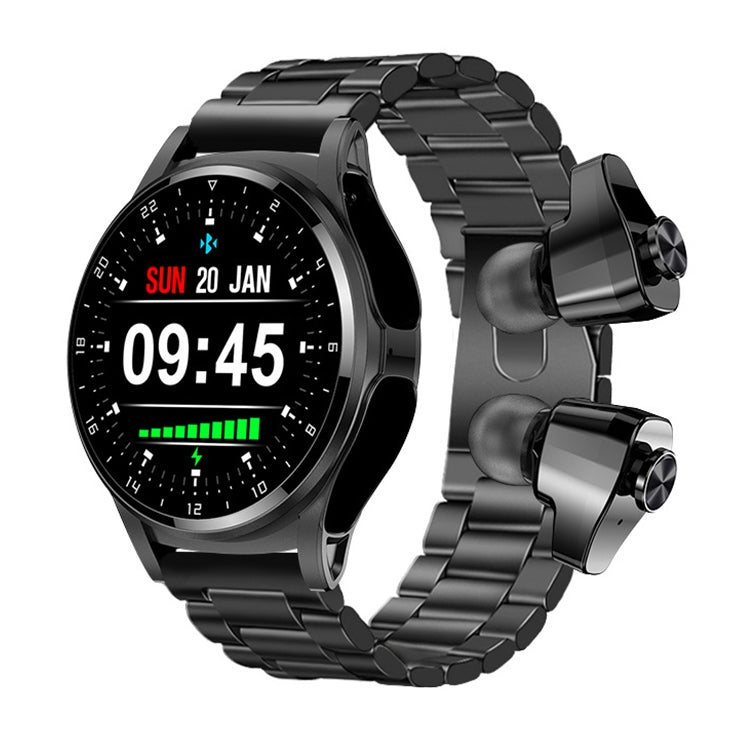 GT69 1.3 inch IPS Touch Screen IP67 Waterproof Bluetooth Earphone Smart Watch, Support Sleep Monitoring / Heart Rate Monitoring / Bluetooth Call(Black Steel Band) - Smart Watches by buy2fix | Online Shopping UK | buy2fix