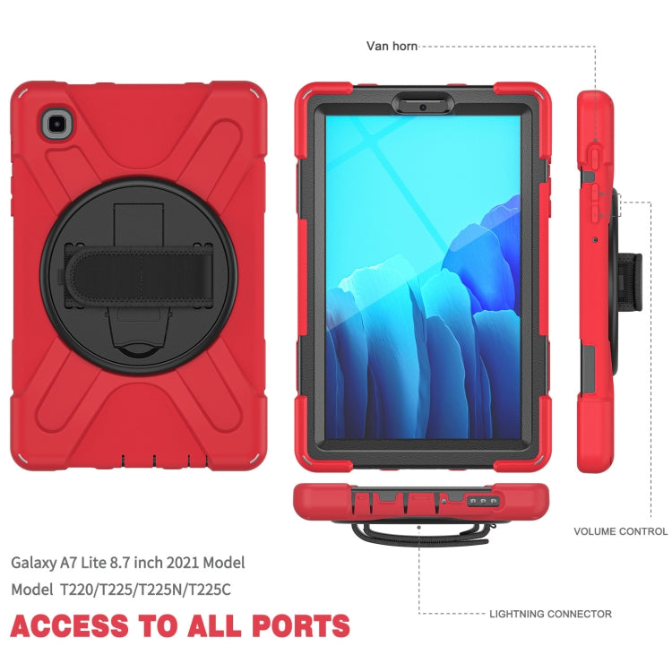 For Samsung Galaxy Tab A7 Lite T220 / T225 Silicone + PC Protective Case with Holder & Shoulder Strap(Red) - Samsung Accessories by buy2fix | Online Shopping UK | buy2fix