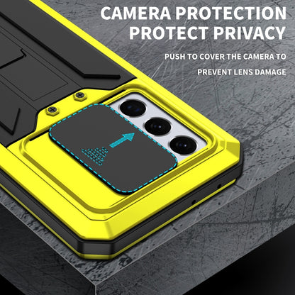 For Samsung Galaxy S21 Ultra 5G R-JUST Sliding Lens Cover Shockproof Dustproof Waterproof Metal + Silicone Case with Invisible Holder(Yellow) - Galaxy S21 Ultra 5G Cases by R-JUST | Online Shopping UK | buy2fix