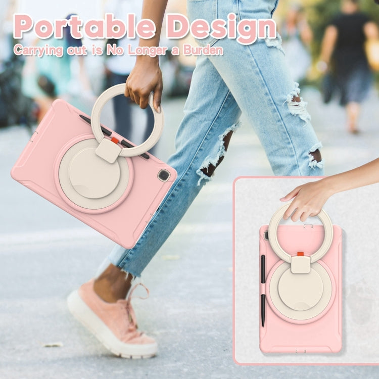 Shockproof TPU + PC Protective Case with 360 Degree Rotation Foldable Handle Grip Holder & Pen Slot For Samsung Galaxy Tab S6 Lite 10.4 inch P610(Cherry Blossoms Pink) - Tab S6 Lite P610 / P615 by buy2fix | Online Shopping UK | buy2fix