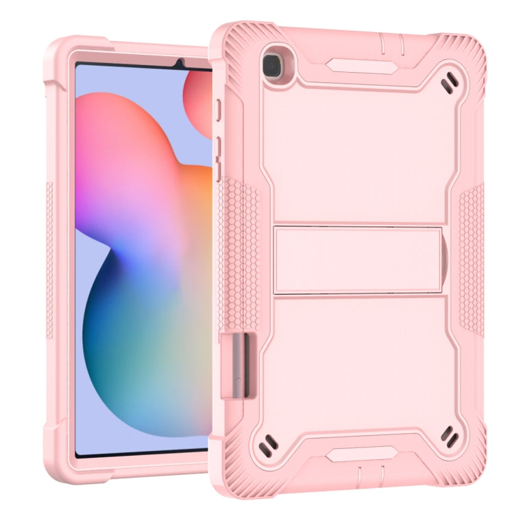 For Samsung Galaxy Tab S6 Lite Silicone + PC Shockproof Protective Case with Holder(Rose Gold) - Tab S6 Lite P610 / P615 by buy2fix | Online Shopping UK | buy2fix