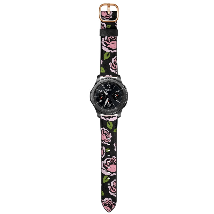 22mm For Xiaomi Haylou RT RS3 LS04 / LS05S Universal Printed Leather Watch Band(Rose) - Watch Bands by MIJOBS | Online Shopping UK | buy2fix