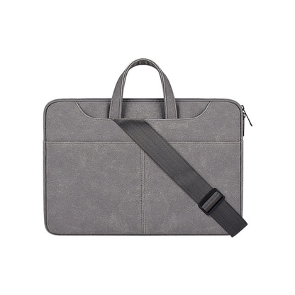 ST06SDJ Frosted PU Business Laptop Bag with Detachable Shoulder Strap, Size:14.1-15.4 inch(Dark Gray) - 15 inch by buy2fix | Online Shopping UK | buy2fix