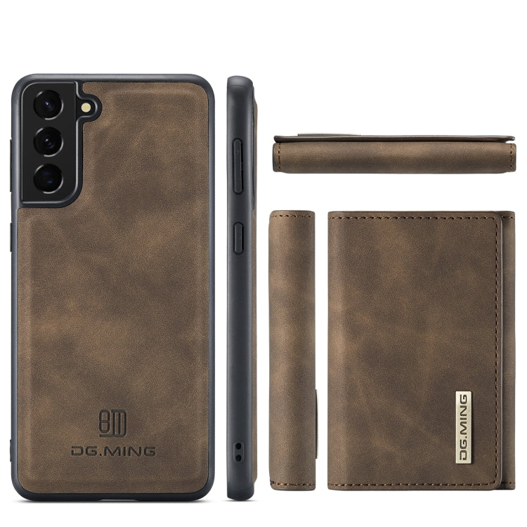 For Samsung Galaxy S21 FE DG.MING M1 Series 3-Fold Multi Card Wallet  Back Cover Shockproof Case with Holder Function(Coffee) - Galaxy Phone Cases by DG.MING | Online Shopping UK | buy2fix