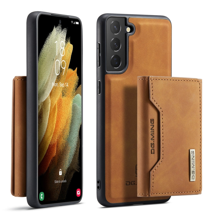 For Samsung Galaxy S21 FE DG.MING M2 Series 3-Fold Multi Card Bag Back Cover Shockproof Case with Wallet & Holder Function(Brown) - Galaxy Phone Cases by DG.MING | Online Shopping UK | buy2fix
