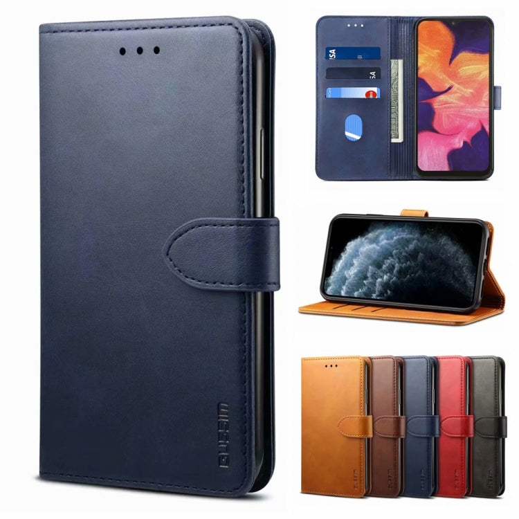 For Samsung Galaxy S21 FE GUSSIM Business Style Horizontal Flip Leather Case with Holder & Card Slots & Wallet(Blue) - Galaxy Phone Cases by GUSSIM | Online Shopping UK | buy2fix