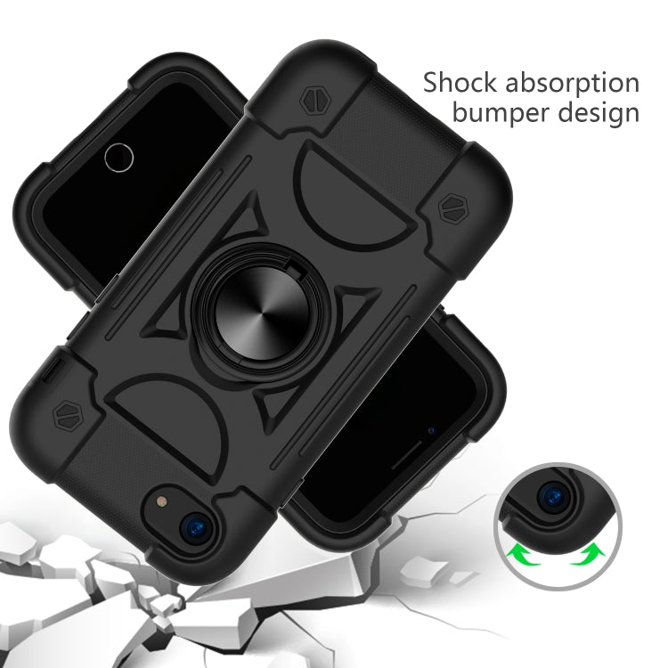 Shockproof Silicone + PC Protective Case with Dual-Ring Holder For iPhone 6/6s/7/8/SE 2022 / SE 2020(Black) - iPhone SE 2022 / 2020 / 8 / 7 Cases by buy2fix | Online Shopping UK | buy2fix