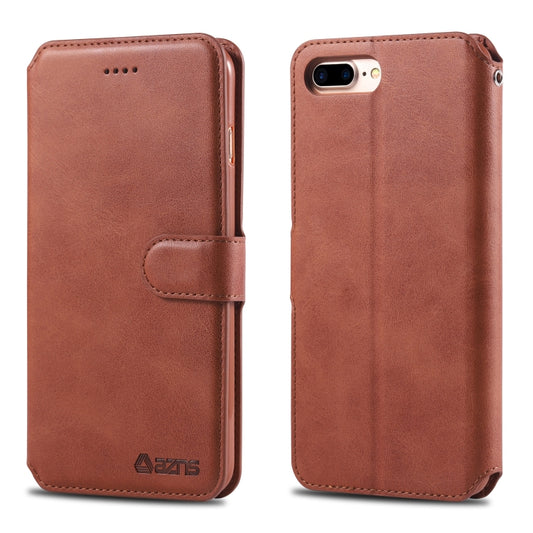 For iPhone 7 Plus / 8 Plus AZNS Calf Texture Magnetic Horizontal Flip PU Leather Case with Holder & Card Slots & Photo Frame(Brown) - More iPhone Cases by AZNS | Online Shopping UK | buy2fix