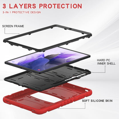 For Samsung Galaxy Tab S7+/ Tab S7 FE / Tab S8+ 3-Layer Protection Screen Frame + PC + Silicone Combination Case with Holder(Red+Black) - Other Galaxy Tab PC by buy2fix | Online Shopping UK | buy2fix