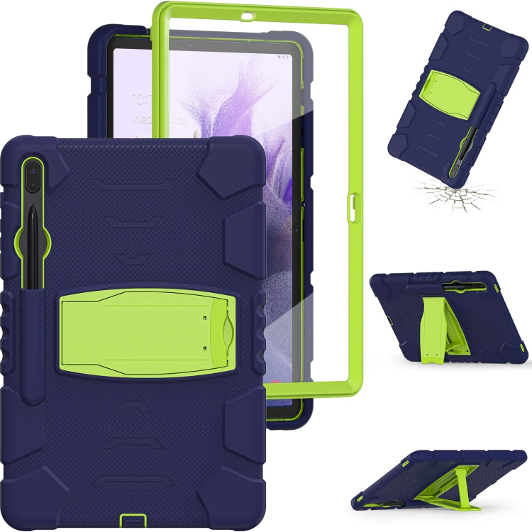 For Samsung Galaxy Tab S7+/ Tab S7 FE / Tab S8+ 3-Layer Protection Screen Frame + PC + Silicone Combination Case with Holder(NavyBlue+Lime) - Other Galaxy Tab PC by buy2fix | Online Shopping UK | buy2fix