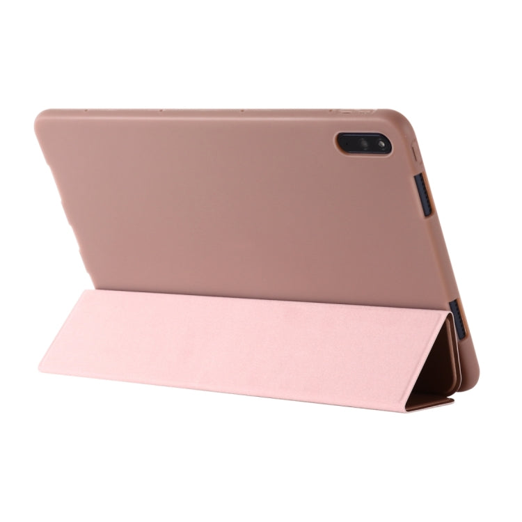 For Huawei MatePad 11 (2021) GEBEI Shockproof Horizontal Flip Leather Case with Three-folding Holder(Rose Gold) - Huawei by GEBEI | Online Shopping UK | buy2fix