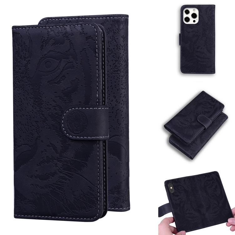 For iPhone 13 Pro Max Tiger Embossing Pattern Horizontal Flip Leather Case with Holder & Card Slots & Wallet (Black) - Apple Accessories by buy2fix | Online Shopping UK | buy2fix