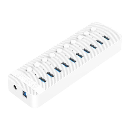 ORICO CT2U3-10AB-WH 10 In 1 Plastic Stripes Multi-Port USB HUB with Individual Switches, US Plug(White) - USB 3.0 HUB by ORICO | Online Shopping UK | buy2fix