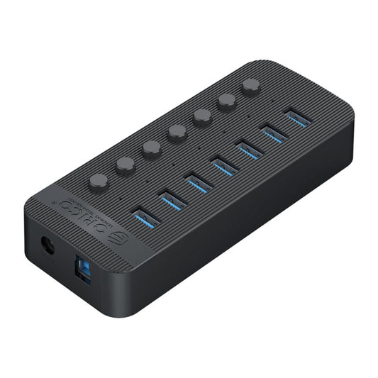 ORICO CT2U3-7AB-BK 7 In 1 Plastic Stripes Multi-Port USB HUB with Individual Switches, UK Plug(Black) - USB 3.0 HUB by ORICO | Online Shopping UK | buy2fix