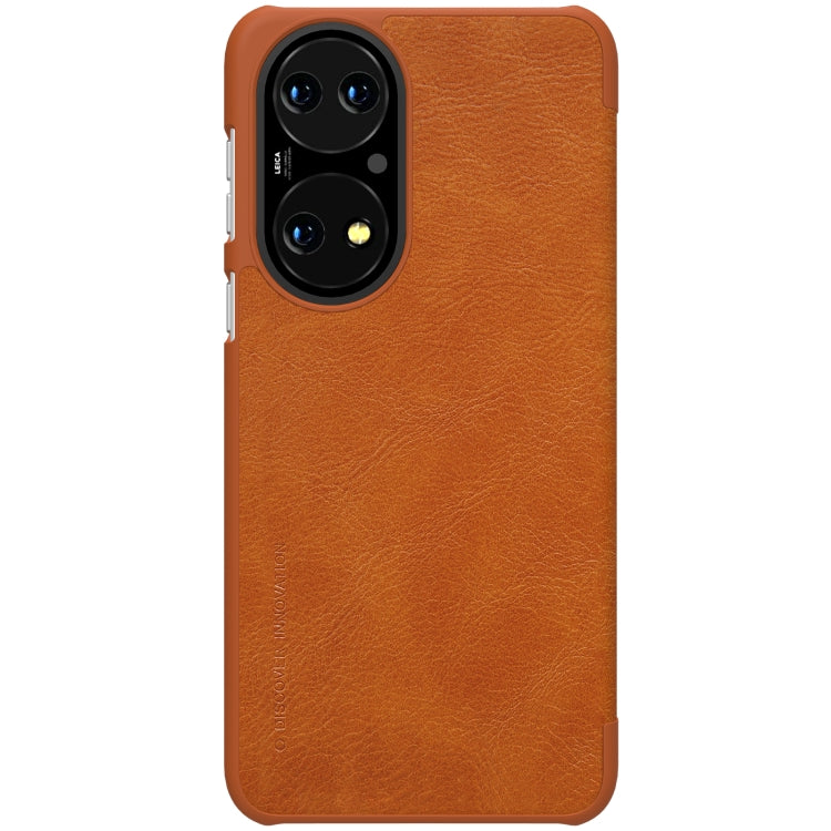For Huawei P50 NILLKIN QIN Series Crazy Horse Texture Horizontal Flip Leather Case with Card Slot(Brown) - Huawei Cases by NILLKIN | Online Shopping UK | buy2fix