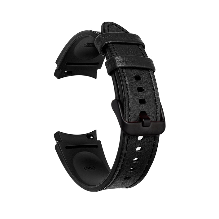 For Samsung Galaxy Watch4 Silicone + Leather Black Buckle Watch Band(Black) - Smart Wear by buy2fix | Online Shopping UK | buy2fix