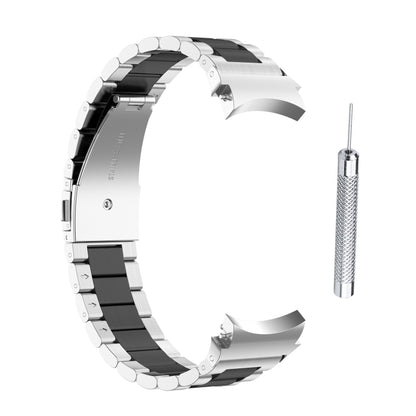 For Samsung Galaxy Watch4 / Watch4 Classic Three Strains Steel Watch Band(Silver Black) - Smart Wear by buy2fix | Online Shopping UK | buy2fix