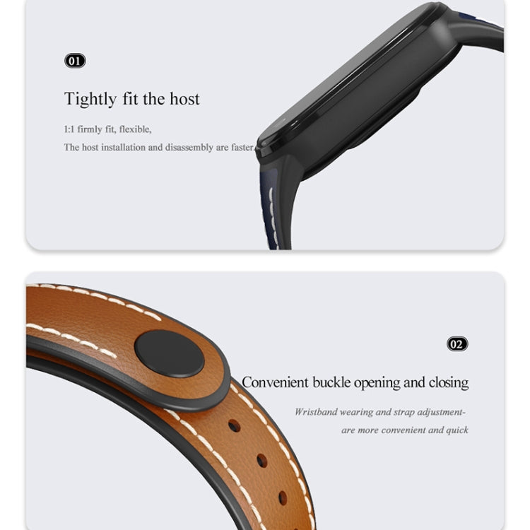 For Xiaomi Mi Band 5/6/7 MIJOBS TPU + Leather Watch Band(White+Black) - Watch Bands by MIJOBS | Online Shopping UK | buy2fix