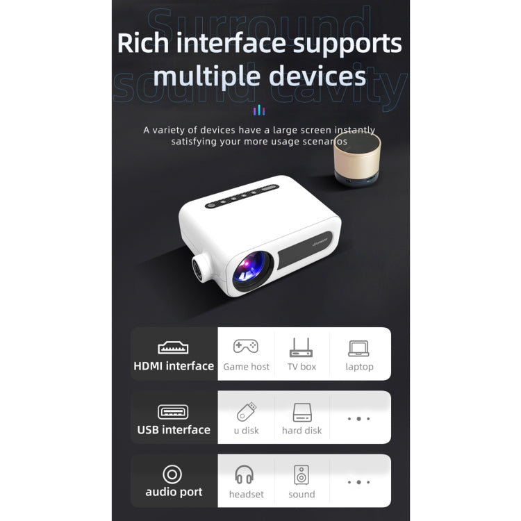 YG330 1920x1080P Portable Home Theater Mobile Phone Wireless Same Screen Mini LED HD Digital Projector, AU Plug(White) - Consumer Electronics by buy2fix | Online Shopping UK | buy2fix