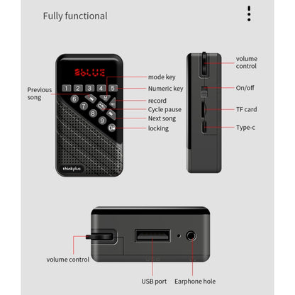 Lenovo R5 Bluetooth 5.0 Multi-function Mini Bluetooth Speaker Radio(Red) - Mini Speaker by Lenovo | Online Shopping UK | buy2fix