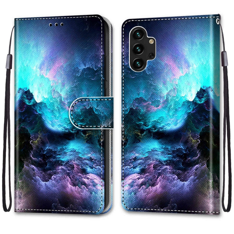 For Samsung Galaxy A13 4G Coloured Drawing Cross Texture Horizontal Flip Leather Phone Case with Holder & Card Slots & Wallet & Lanyard(Colorful Clouds) - Samsung Accessories by buy2fix | Online Shopping UK | buy2fix