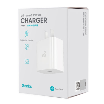 Benks PA47 30W PD USB-C / Type-C Fast Charging Travel Charger, CN Plug(White) - Mobile Accessories by Benks | Online Shopping UK | buy2fix