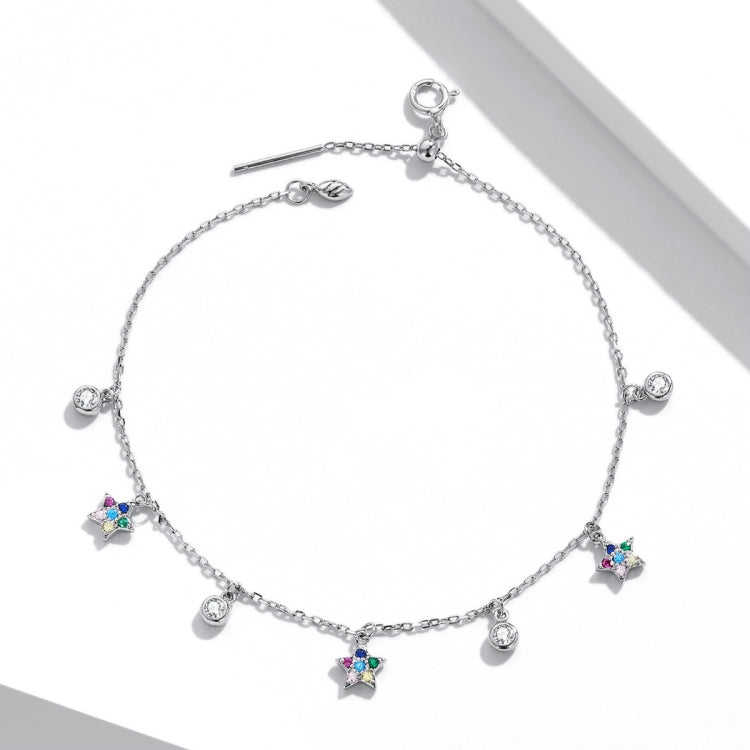 S925 Sterling Silver Star Colored Zircon Bracelet Women Jewelry - Bracelets by buy2fix | Online Shopping UK | buy2fix