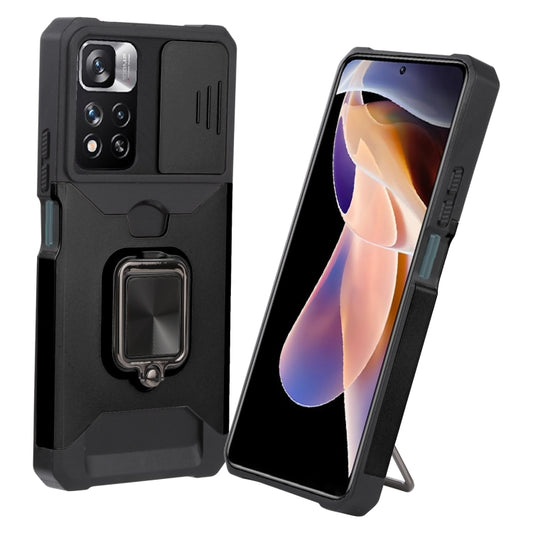 For Xiaomi Redmi Note 11 Pro 5G / 4G International Version Sliding Camera Cover Design PC + TPU Shockproof Phone Case(Black) - Xiaomi Accessories by buy2fix | Online Shopping UK | buy2fix