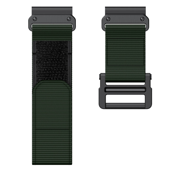 For Garmin Fenix 6X / 5X 26mm Hook And Loop Fastener Nylon Watch Band(Army Green) - Watch Bands by buy2fix | Online Shopping UK | buy2fix