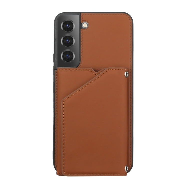 For Samsung Galaxy S22 5G Skin Feel PU + TPU + PC Phone Case with Card Slots(Brown) - Samsung Accessories by buy2fix | Online Shopping UK | buy2fix