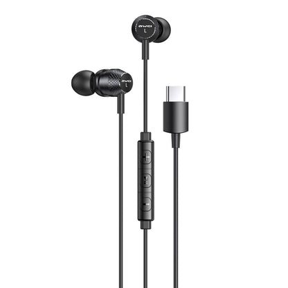 awei TC-5 Type-C / USB-C Mini Stereo In-ear Wired Earphone(Black) - Type-C Earphone by awei | Online Shopping UK | buy2fix