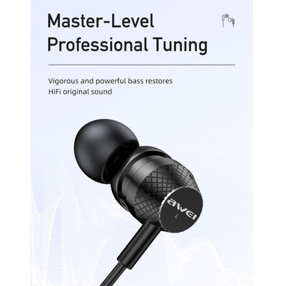 awei TC-5 Type-C / USB-C Mini Stereo In-ear Wired Earphone(Black) - Type-C Earphone by awei | Online Shopping UK | buy2fix