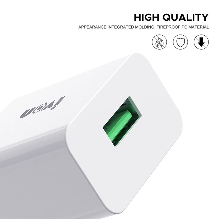 IVON AD-35 2 in 1 18W QC3.0 USB Port Travel Charger + 1m USB to Micro USB Data Cable Set, EU Plug(White) - USB Charger by IVON | Online Shopping UK | buy2fix