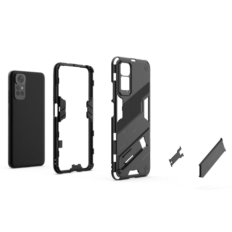 For Xiaomi Redmi Note 11 / Note 11S Global Punk Armor 2 in 1 PC + TPU Shockproof Phone Case with Invisible Holder(Light Red) - Xiaomi Cases by buy2fix | Online Shopping UK | buy2fix