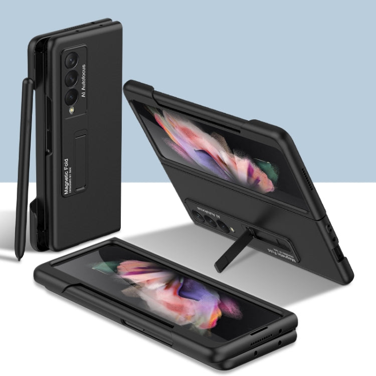 For Samsung Galaxy Z Fold3 5G GKK Ultra-thin PC Phone Flip Case with Holder & Side Pen Slot(Black) - Galaxy Phone Cases by GKK | Online Shopping UK | buy2fix