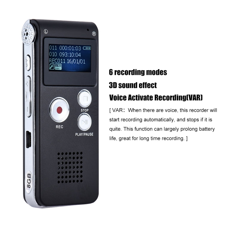 SK-012 16GB USB Dictaphone Digital Audio Voice Recorder with WAV MP3 Player VAR Function(Grey) - Consumer Electronics by buy2fix | Online Shopping UK | buy2fix