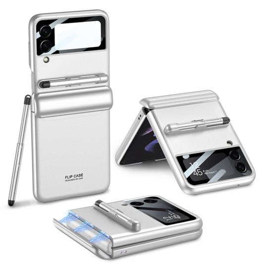 For Samsung Galaxy Z Flip3 5G GKK Magnetic Full Coverage Phone Flip Case with Pen(Silver) - Galaxy Phone Cases by GKK | Online Shopping UK | buy2fix