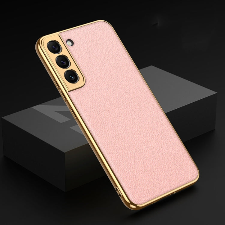 For Samsung Galaxy S22 5G GKK Plating TPU + Leather Full Coverage Phone Case(Pink) - Galaxy S22 5G Cases by GKK | Online Shopping UK | buy2fix
