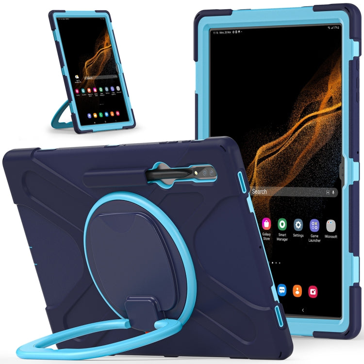 For Samsung Galaxy Tab S8 Ultra X900 Silicone + PC Tablet Protective Case(Navy Blue + Blue) - Galaxy Tab S8 Ultra Cases by buy2fix | Online Shopping UK | buy2fix