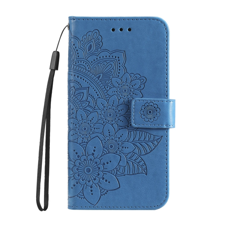 For Honor 50 SE / Huawei nova 9 SE 7-petal Flowers Embossed Flip Leather Phone Case(Blue) - Mobile Accessories by buy2fix | Online Shopping UK | buy2fix